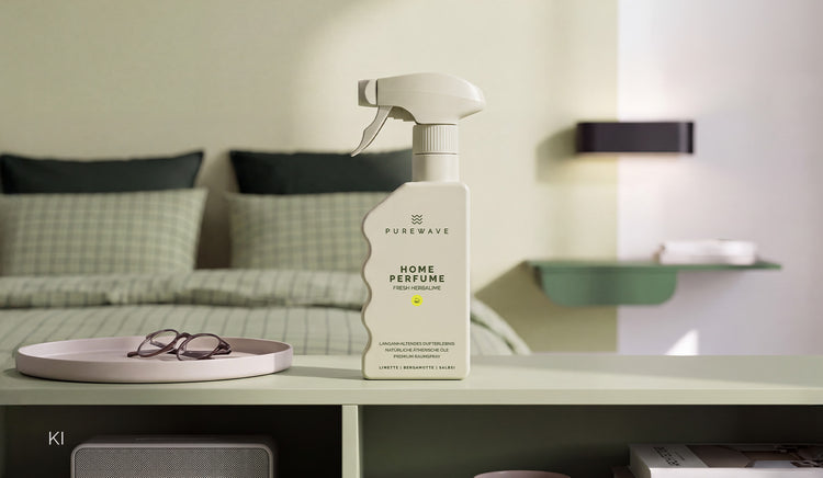 Ruhiges Schlafzimmer mit PUREWAVE Home Perfume – Raumduft mit ätherischen Ölen